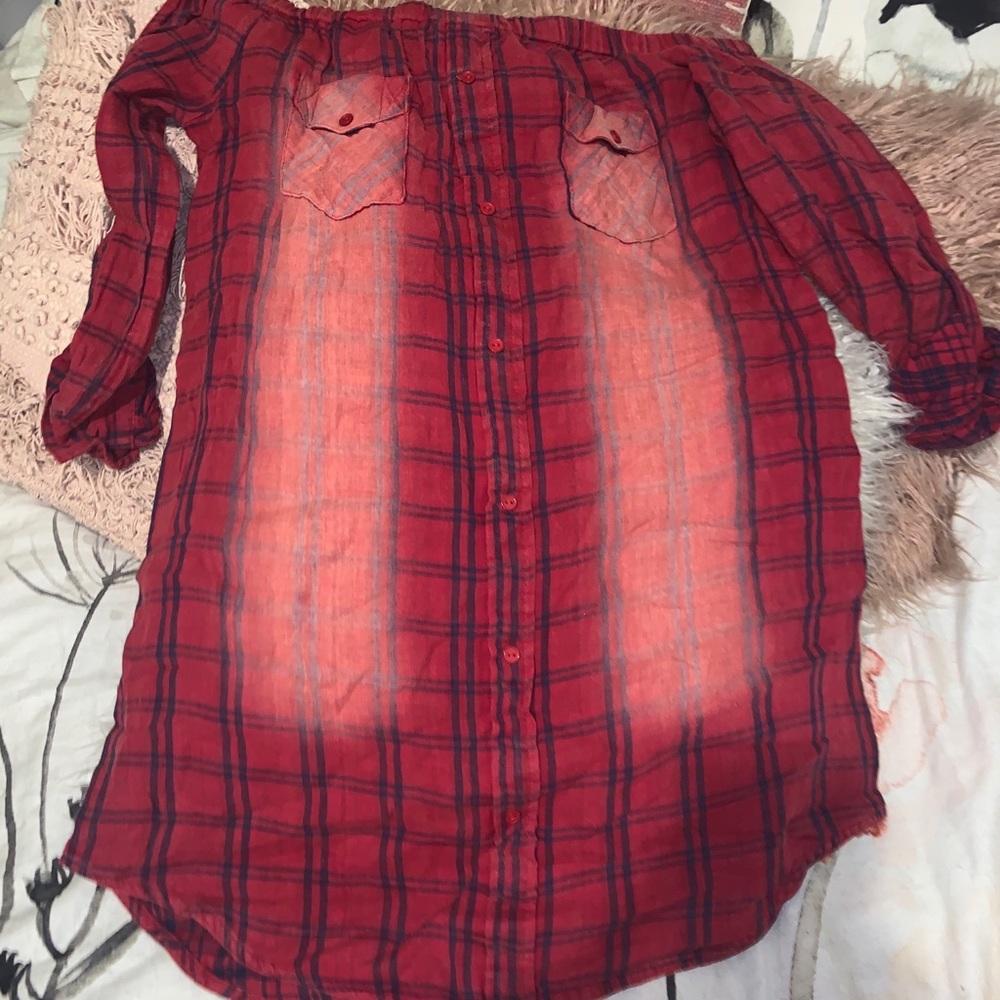 Flannel off the shoulder dress